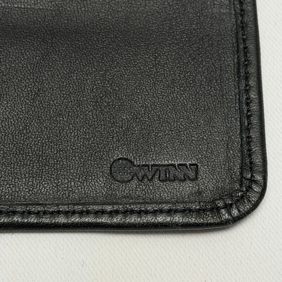 Winn International Lamb Leather Passport Travel Wallet Boarding Pass Black - Picture 4 of 11